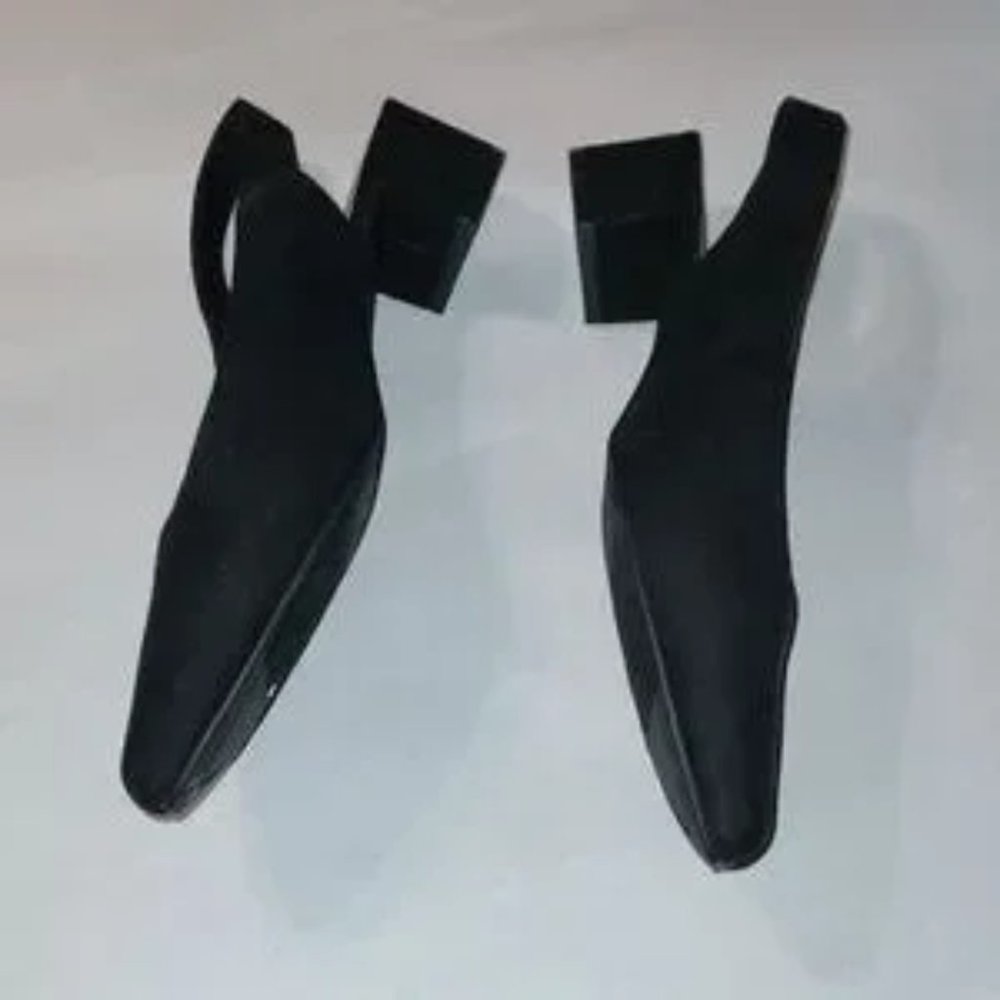 Old Navy black Size 7 ultra-suede sling back Block low heel pumps NEW - Picture 4 of 9